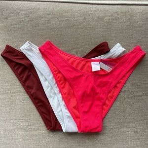 NWT Bikini Bottoms, High Leg Scoop Waist 3-pack, Xhilaration Size XL 12-14